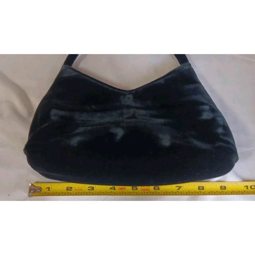 Vtg Black Velvet Purse Handbag Vintage Hand Or Shoulder Strap Lipstick Case READ